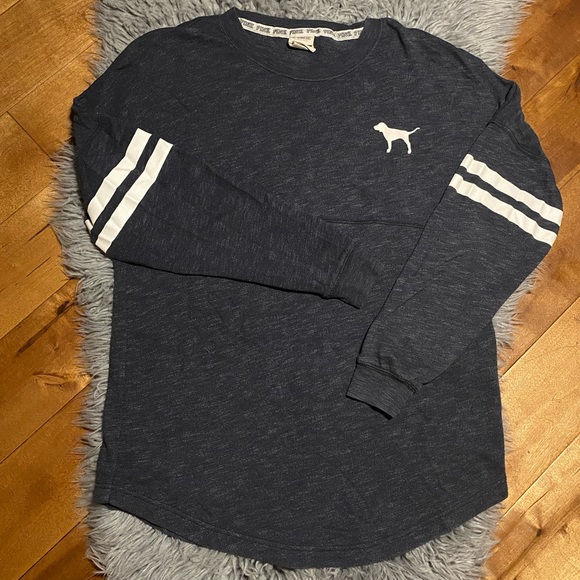 PINK Victoria's Secret Sweaters - Victoria’s Secret PINK Spirit Jersey Gray and White Sweatshirt Hoodie Size XS